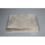 A George V part engine turned silver mounted rectangular cigarette box, William Adams Ltd,