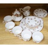 Assorted plated ware including two trays, tea set etc.
