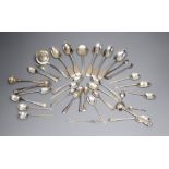 A group of assorted 19th century and later minor silver flatware, two white metal items and a plated