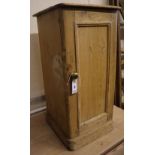 A Victorian pine bedside cabinet, width 37cm, depth 58cm, height 43cm