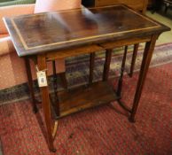 An Edwardian satinwood banded rectangular rosewood occasional table, width 76cm, depth 44cm,