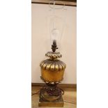 A gilt wood and composite table lamp, height 37cm