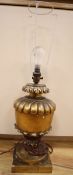 A gilt wood and composite table lamp, height 37cm