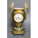 A 19th century French porcelain mantel clock, height 37cm