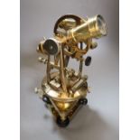 A brass theodolite, signed, Watts & Sons, London, height 32cm