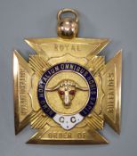 A George V 9ct gold 'Order of Royal Antediluvian Buffaloes' masonic medallion, with engraved