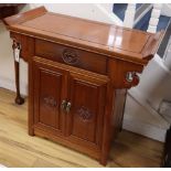 A Chinese hardwood side cabinet, width 74cm, depth 36cm, height 74cm