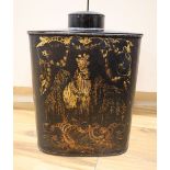 A Regency toleware tea canister, height 40cm
