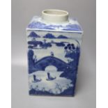 A 19th century Chinese blue and white square canister, height 30cmCONDITION: Oblong jar - two of the