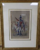 Richard Simkin (1840-1916), gouache and watercolour, Study of 18th century soldiers, signed, 17 x