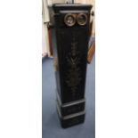 A late 19th century French ebonised floor standing stereoscopic photo viewer, width 26cm, depth
