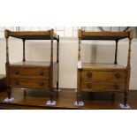 A pair of Georgian style mahogany two tier occasional tables, width 48cm, depth 40cm, height 70cm