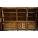 Three American stencilled walnut cabinets, total width 270cm, depth 44cm, height 181cm