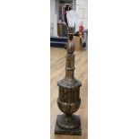 A silvered wood and gesso table lamp, height 61cm excl. light fitting