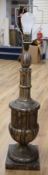 A silvered wood and gesso table lamp, height 61cm excl. light fitting