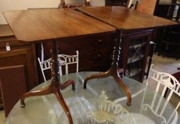 A pair of Regency and later rectangular mahogany tripod tables, width 70cm depth 52cm height 72cm