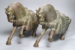 Two pairs of Chinese Tang style bronze models of horses, height 44cm