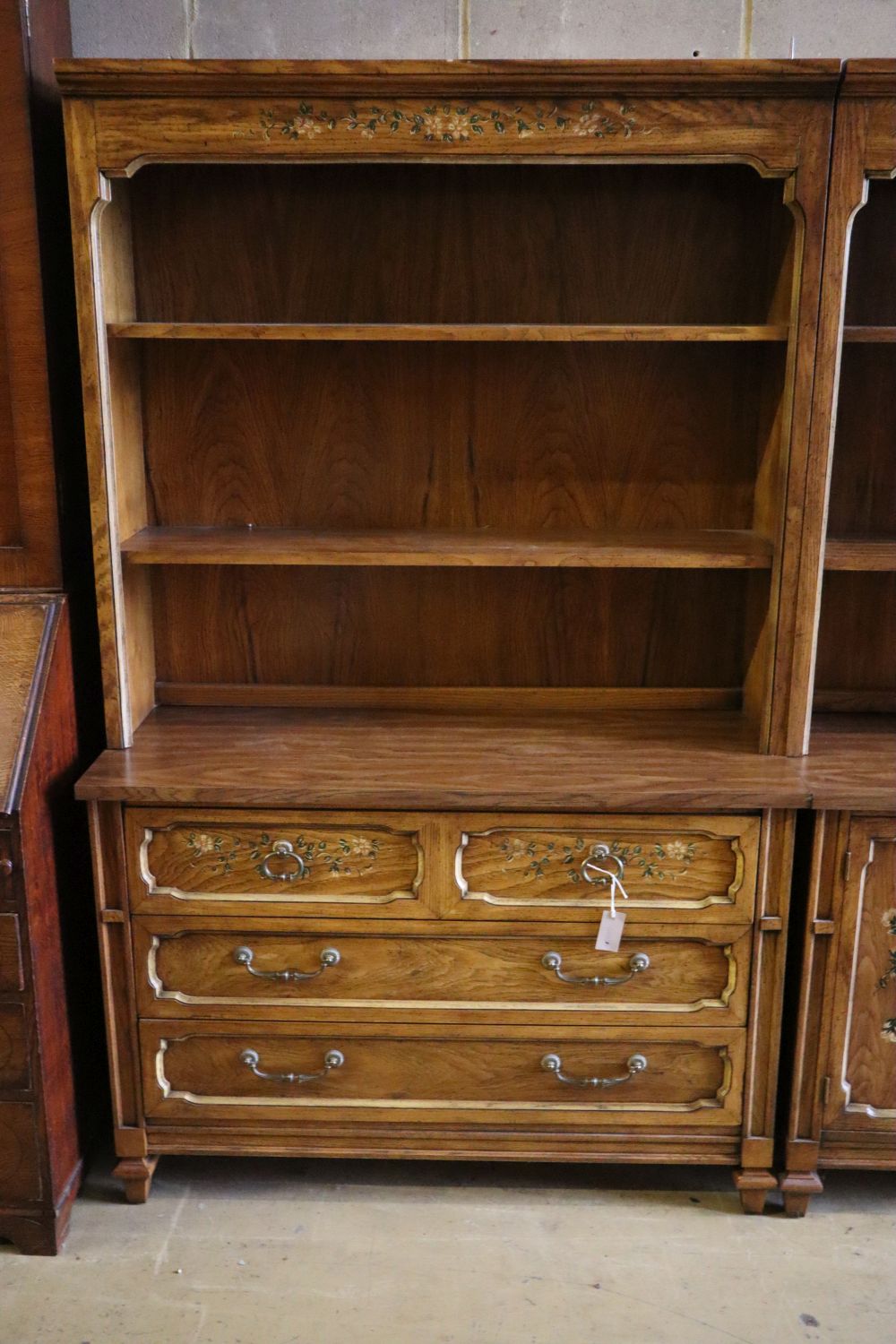 Three American stencilled walnut cabinets, total width 270cm, depth 44cm, height 181cm - Image 2 of 5