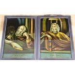 A pair of reverse glass pictures of St Mark and St Matthew, width 25cm height 35cm