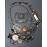 A Group of assorted marcasite jewellery including Art Deco necklace, two silver identity