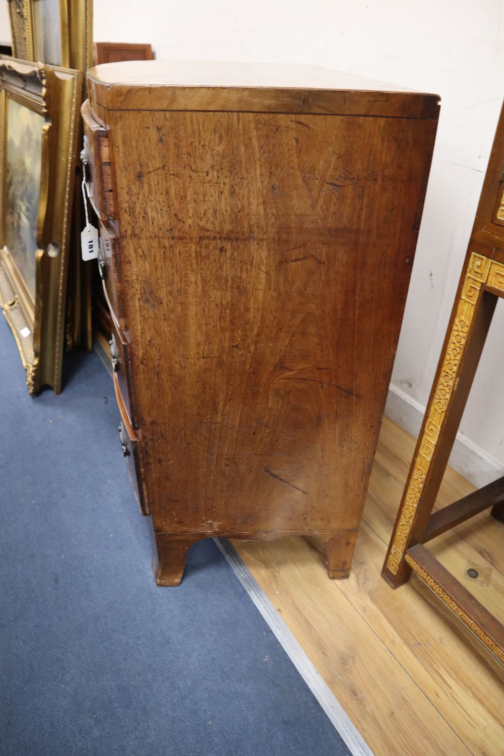 A Regency inlaid mahogany bowfront chest of drawers, width 91cm, depth 47cm, height 89cm - Image 3 of 3