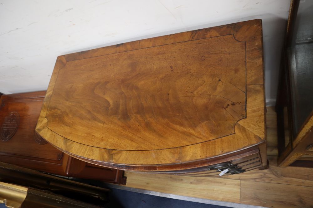 A Regency inlaid mahogany bowfront chest of drawers, width 91cm, depth 47cm, height 89cm - Image 2 of 3