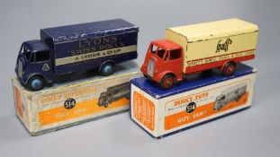 A Dinky Supertoys Guy "Lyons" Van, 1st type, dark blue cab / chassis / body, scratched, model 514,