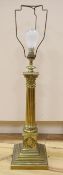 A brass corinthian column table lamp, height 47cm