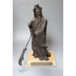 A Chinese bronze figure of Guandi, 42cm