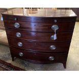A Regency mahogany bowfront chest with brushing slide, width 100cm depth 58cm, height 86cm