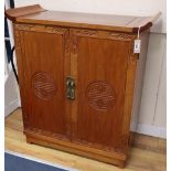 A Chinese hardwood drinks cabinet, width 92cm, depth 44cm, height 100cm