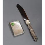 A Victorian silver handled tortoiseshell letter opener(a.f.) 25.6cm and a white metal and