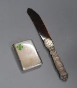 A Victorian silver handled tortoiseshell letter opener(a.f.) 25.6cm and a white metal and