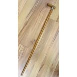 An Edwardian rhinoceros horn handled walking stick, length 88cm