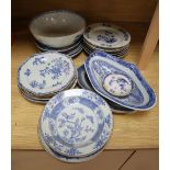 Twenty nine pieces of 19th century Chinese blue and white export porcelain to include dishes, plates