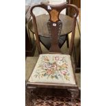 An 18th century Dutch marquetry inlaid mahogany dining chair