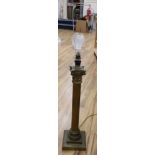 An early 20th century brass corinthian column table lamp, height 59cm excl. light fittings