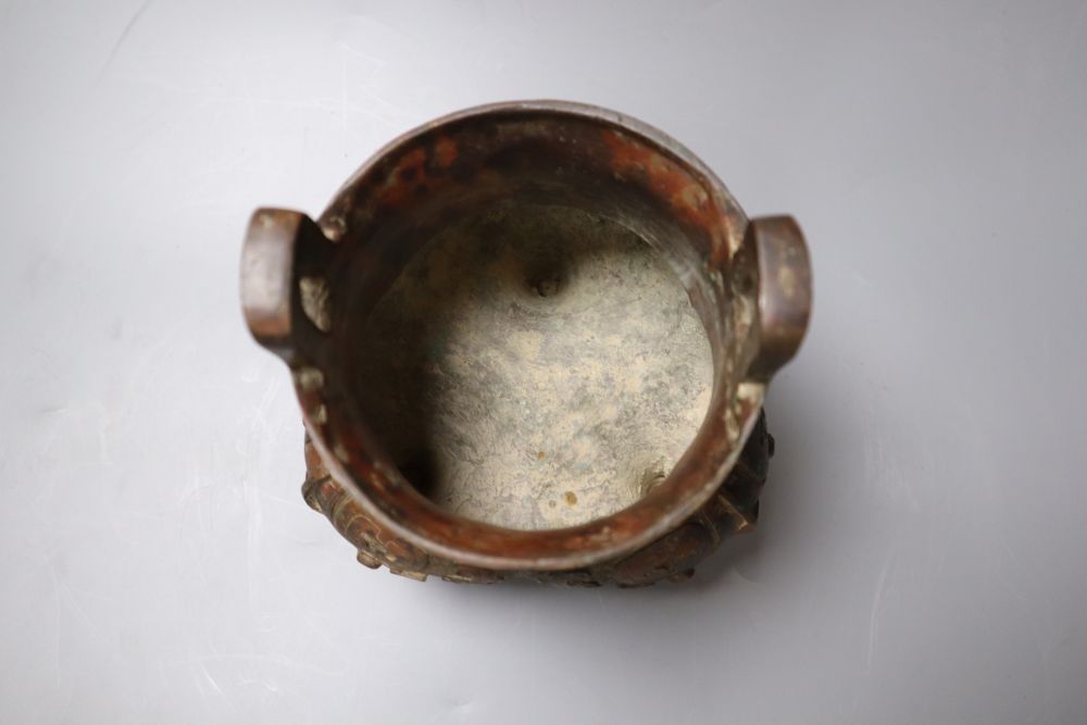 A Chinese archaistic bronze tripod vessel, 16cm - Image 4 of 5