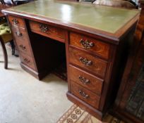 A late Victorian inlaid rosewood kneehole desk, width 122cm depth 57cm height 79cm