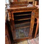 A late Victorian burr walnut sheet music cabinet, width 57cm depth 39cm height 100cm