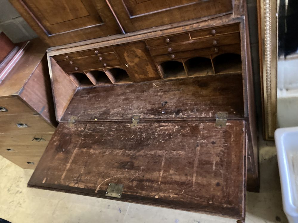 A George III oak bureau bookcase, width 98cm, depth 52cm, height 219cm - Image 3 of 3