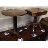 A Regency rosewood work table (cut down) together with a Victorian circular rosewood occasional