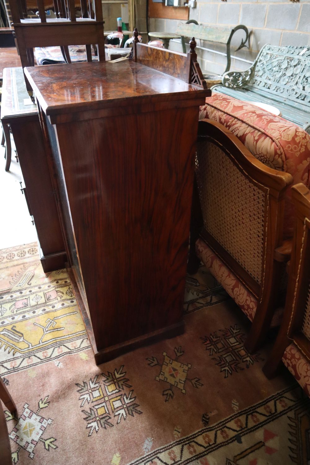 A late Victorian burr walnut sheet music cabinet, width 57cm depth 39cm height 100cm - Image 3 of 3