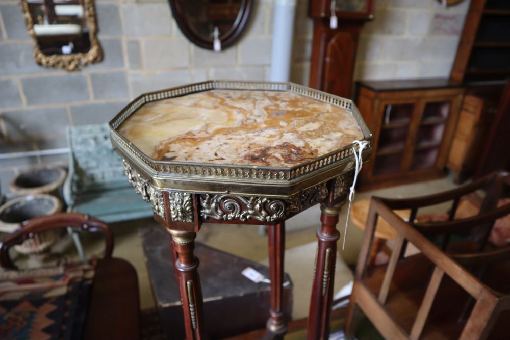 An early 20th century French octagonal marble top jardiniere stand, width 31cm height 80cm - Image 2 of 3