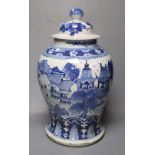 A 19th century Chinese blue and white jar and cover, height 49cm