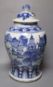 A 19th century Chinese blue and white jar and cover, height 49cm