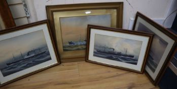 C. Kensington, four gouache and watercolour studies of steamships: SS Sutlej, SS Ashburton, SS