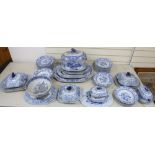 A mid 19th century Mason's ironstone blue pheasant pattern 57 piece part dinner serviceCONDITION: