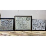 Three antique coloured engraved maps, Robert Morden, Herefordshire, Christopher Saxton, Flint and