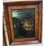 R. Van Molen, oil on board, Night market scene, signed, 39 x 29cm